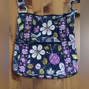 Vera Bradley Floral Crossbody Bag - Navy and Lavender